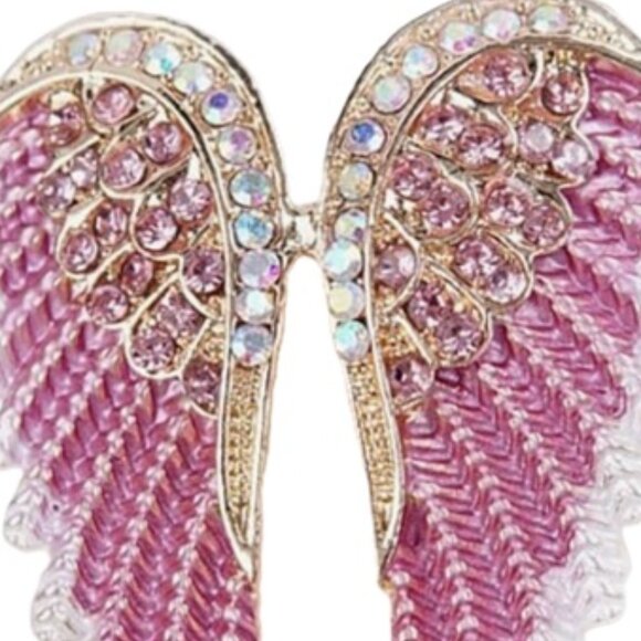 Vintage Gold & Pink Angel Wing Brooch - Picture 2 of 3